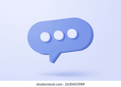 3D speech bubbles symbol sign on social media icon isolated on pastel background. Chat dialogue bubble or user reply sign with social media. 3d speech bubble icon vector render illustration