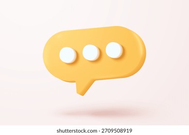 Símbolo de balões de fala 3D em ícone de mídia social isolado no fundo pastel. Bolha de diálogo de bate-papo ou sinal de resposta do usuário com as mídias sociais. ilustração de renderização de vetor de ícone de balão de fala 3d