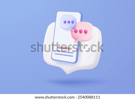 3D speech bubbles symbol sign on social media icon isolated on pastel background. Chat dialogue bubble or user reply sign with social media. 3d speech bubble icon vector render illustration