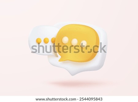 3D speech bubbles symbol sign on social media icon isolated on pastel background. Chat dialogue bubble or user reply sign with social media. 3d speech bubble icon vector render illustration