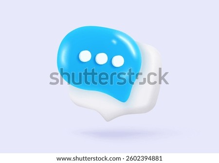 3D speech bubbles symbol sign on social media icon isolated on pastel background. Chat dialogue bubble or user reply sign with social media. 3d speech bubble icon vector render illustration