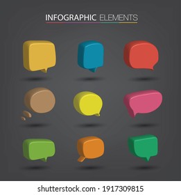 3D speech bubbles vector set
