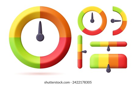 Icono de velocidad 3D. Objeto Speedometer con valor creciente en objeto aislado de fondo blanco. Indicador de tiempo para infografías empresariales. Símbolo de crecimiento y carga. Ilustración vectorial.