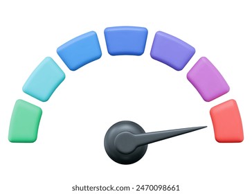 3d speedometer icon. High  speed status. Scale score of speed,levels, meter, tachometer performance and rating. Stock vector illustration on isolated background.