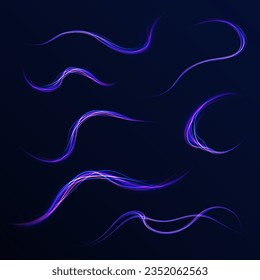 3 d diseño rápido de fondo neón con luz láser ultra violeta y azul. Fondo de desenfoque de movimiento radial. Vector de exposición a largo plazo. Concepto de ciberautopista, hiperespacio digital o velocidad de la luz.