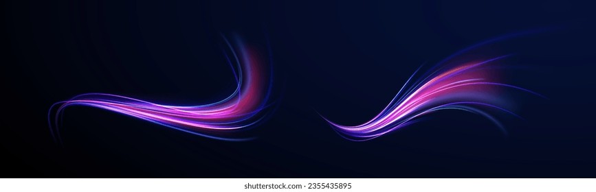 3 d diseño rápido de fondo neón con luz láser ultra violeta y azul. Concepto de ciberautopista, hiperespacio digital o velocidad de la luz. Viajes de luz coloridos con efecto de movimiento. Ilustración vectorial.
