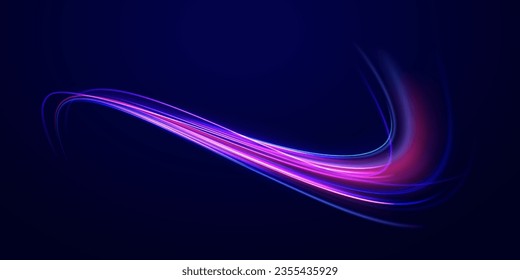 3 d diseño rápido de fondo neón con luz láser ultra violeta y azul. Concepto de ciberautopista, hiperespacio digital o velocidad de la luz. Viajes de luz coloridos con efecto de movimiento. Ilustración vectorial.