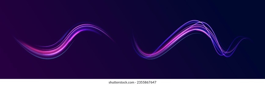 3 d diseño rápido de fondo neón con luz láser ultra violeta y azul. Concepto de ciberautopista, hiperespacio digital o velocidad de la luz. Viajes de luz coloridos con efecto de movimiento. Ilustración vectorial.