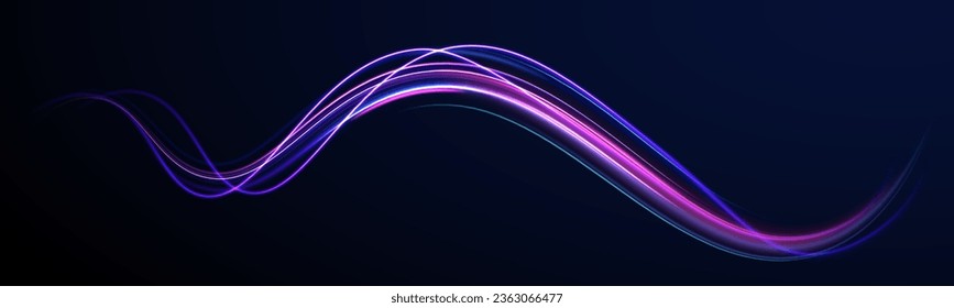 3 d diseño rápido de fondo neón con luz láser ultra violeta y azul. Concepto de ciberautopista, hiperespacio digital o velocidad de la luz. Viajes de luz coloridos con efecto de movimiento. Ilustración vectorial.