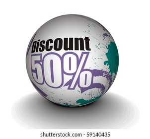 3d sphere 50% discount design, vector illustration