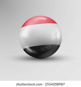 3d sphere background with flag of Yemen. An element of impact for the use you want to make of it.