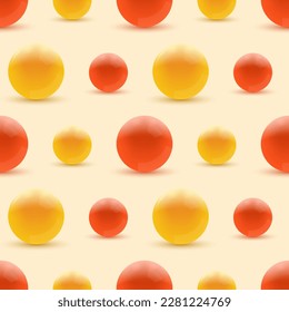 Esfera 3d, fondo sin costura. Patrón abstracto de burbuja. Objetos de círculo modernos. Ilustración vectorial.