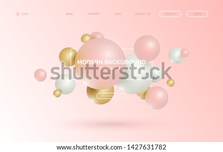 3d sphere, balloon realistic background, banner for presentation, landing page, web site. Abstract poster with text space