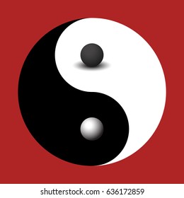 3d sphere black and white yin yang symbol