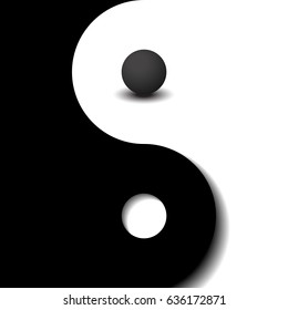 3d sphere black and white yin yang symbol