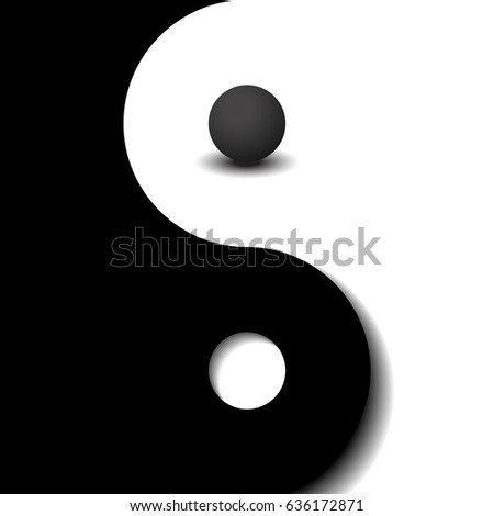 3d sphere black and white yin yang symbol