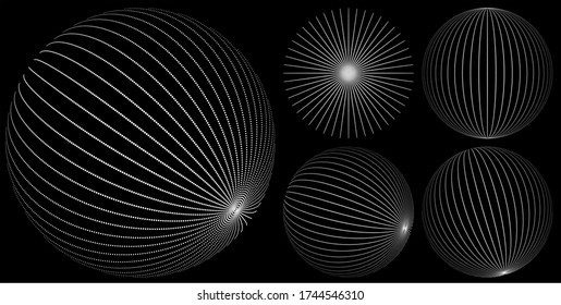 3D sphere composed of round dots. Technology, science or education concept. Abstract vector illustration.