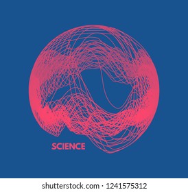 3d sphere composed of twisted lines. Vector art illustration. Dynamic effect. Can be used for advertising, marketing, presentation.