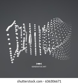3D sphere composition. Many balls in empty space. Abstract background. Vector illustration. Generative art.