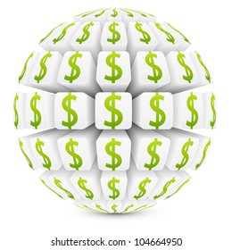 3d sphere with dollar symbol vector