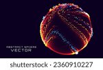 3D Sphere Dots. Global Digital Connections. Abstract 3D Spiral Grid Design. Sci-Fi Technology Science Style Vector Object. Futuristic 3D Sphere HUD Element.