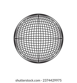 3d Sphere. Geometric Shape. Retrofuturism Element. Graphic Element of Geometrical Shape. Universal Trendy Shapes. Vector Illustration.