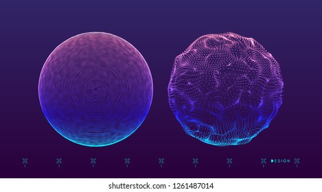 3d Sphere. Global Digital Connections. Technology Concept. Vector Illustration.