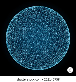 3d sphere. Global digital connections. Technology concept. Vector illustration. 