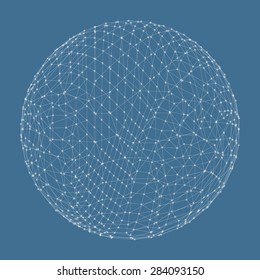 3d sphere. Global digital connections. Technology concept. Vector illustration.