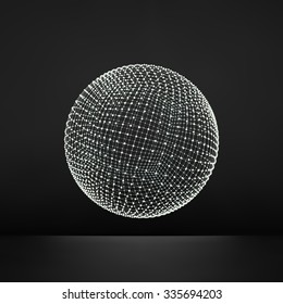 3d Sphere. Global Digital Connections. Technology Concept. Vector Illustration.