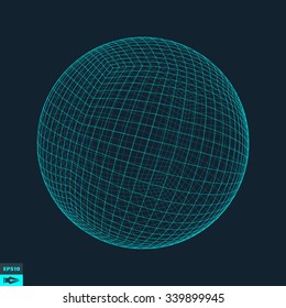 3.ª Esfera Conexiones digitales globales. Concepto de tecnología. Ilustración vectorial.