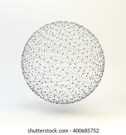 3d Sphere. Global Digital Connections. Technology Concept. Vector Illustration.