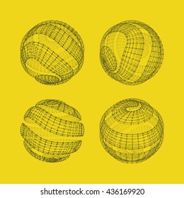 3D Sphere. Global Digital Connections. Technology Concept. Vector Illustration.