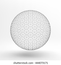 3d Sphere. Global Digital Connections. Technology Concept. Vector Illustration.
