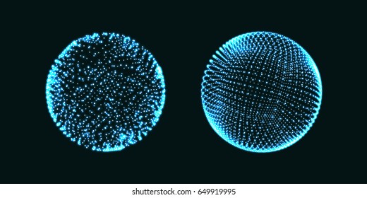 3d Sphere. Global digital connections. Technology concept. Vector illustration.