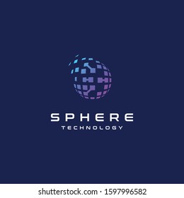 3D Sphere Globe High Technology Digital Network Logo Design Inspiration