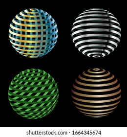 3D sphere globe in space. Metallic shine. Vector image