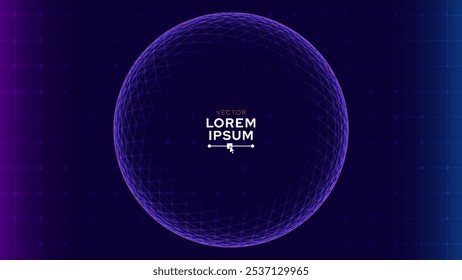 3D Sphere of Lines Background. Tech Science Circle Banner Presentation Backdrop. Geometric Futuristic BG Design with Space for Text. Vector Illustration.