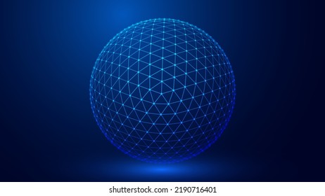 Fondo de la Esfera 3D de Líneas. Elemento Triangle Grid HUD. Plantilla de Planeta Tierra Sci-Fi para visualización de cabezas. Ilustración del vector de matemáticas geométricas.