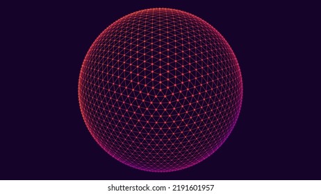 3D Sphere Of Lines Background. Triangle Grid HUD Element. Sci-Fi Planet Earth Template For Heads Up Display. Geometry Math Vector Illustration.