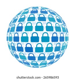 3d sphere with lock pattern vector background, isolated