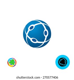 3D sphere logo with connecting town lines