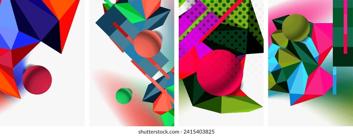 3d sphere and 3d low poly triangle design. Vector illustration For Wallpaper, Banner, Background, Card, Book Illustration, landing page
