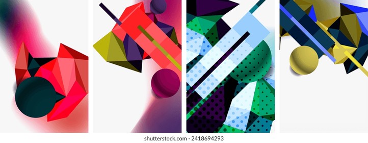 3d sphere and 3d low poly triangle design. Vector illustration For Wallpaper, Banner, Background, Card, Book Illustration, landing page