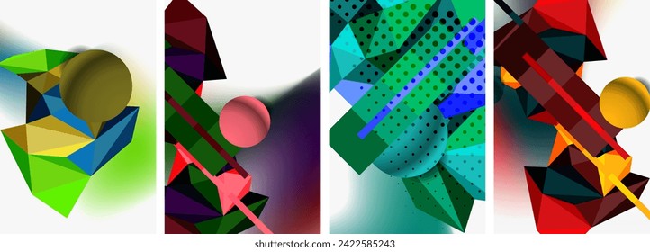 3d sphere and 3d low poly triangle design. Vector illustration For Wallpaper, Banner, Background, Card, Book Illustration, landing page