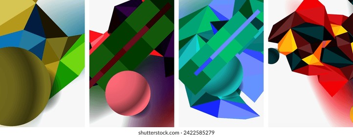 3d sphere and 3d low poly triangle design. Vector illustration For Wallpaper, Banner, Background, Card, Book Illustration, landing page
