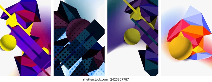 3d sphere and 3d low poly triangle design. Vector illustration For Wallpaper, Banner, Background, Card, Book Illustration, landing page