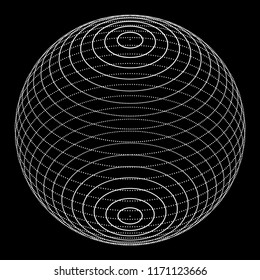 3d sphere made of points. Particle circle. Abstract vector sphere. ?ircular 3d ornament. Vector ilustration.