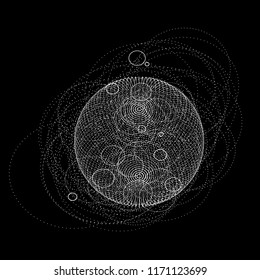 3d sphere made of points. Particle circle. Abstract vector sphere. ?ircular 3d ornament. Vector ilustration.