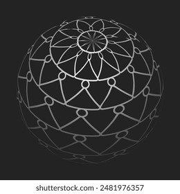 3D sphere mesh grid. Ball or sphere in grid of line. 3D abstract object in wireframe of lines and dots. Vector illustration